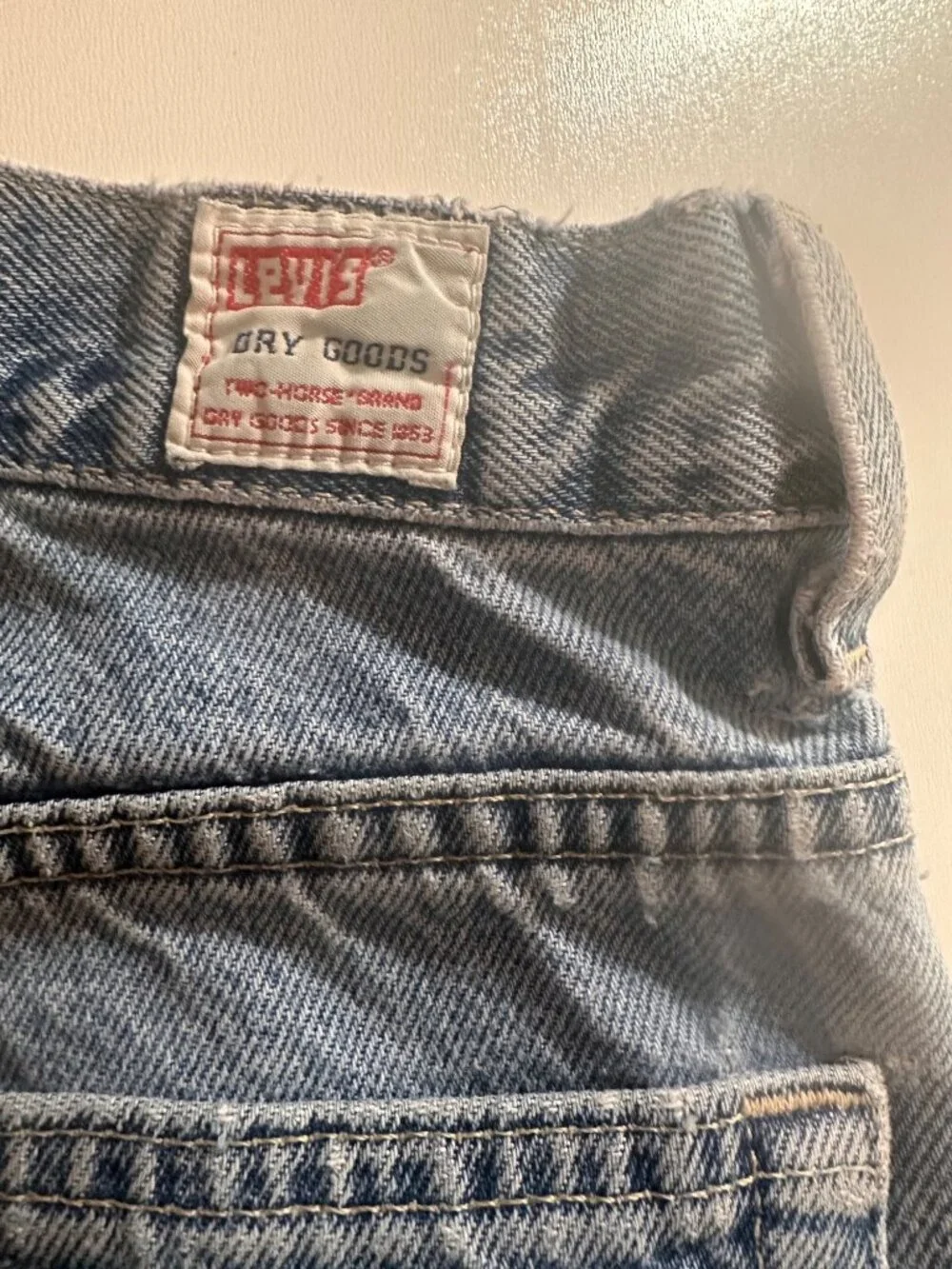 Vintage Levis Dry Goods Baggy Denim Jeans 30 Women Low Rise Distressed 70s Rigid